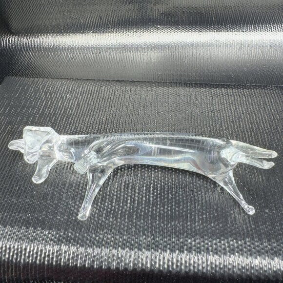 Vintage Clear Hand blown Art Glass Dachshund Wiener Dog Figurine Delicate Figure - Picture 9 of 11